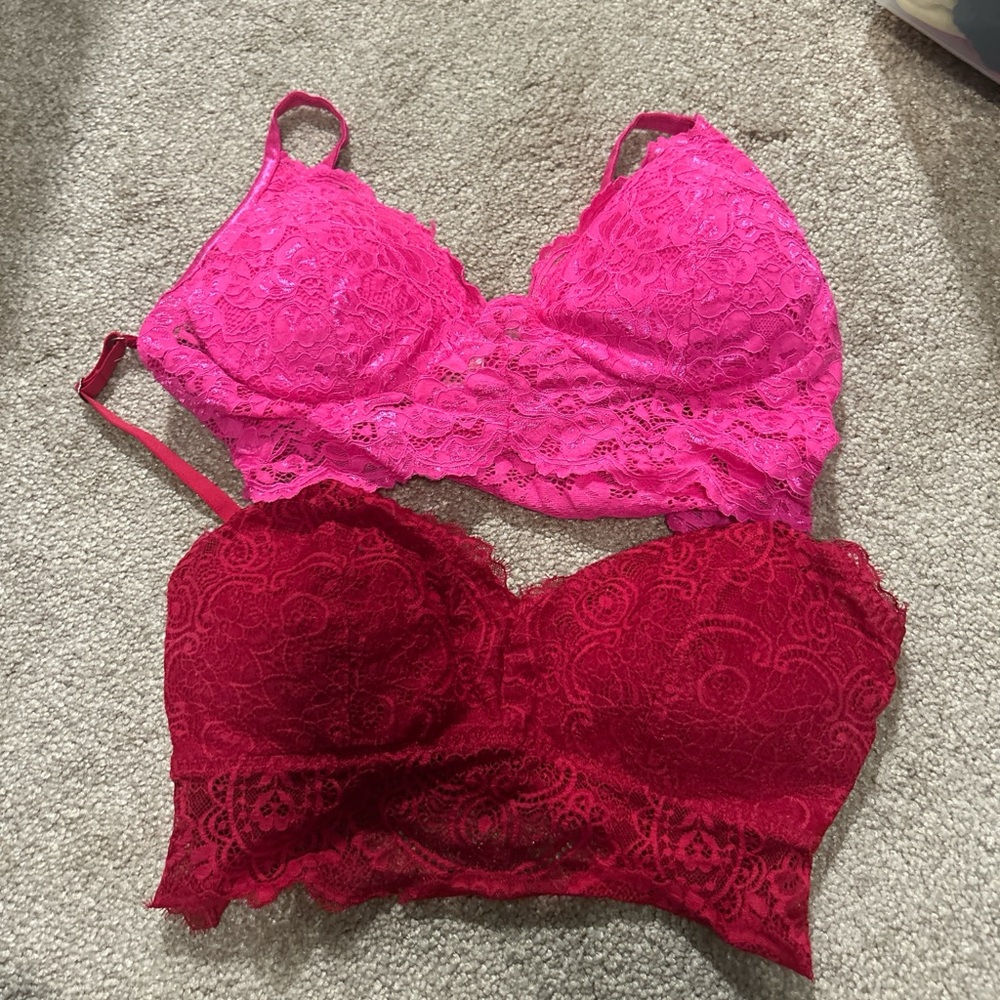 Bozzolo Lace Bralette Duo - Fuchsia and Crimson